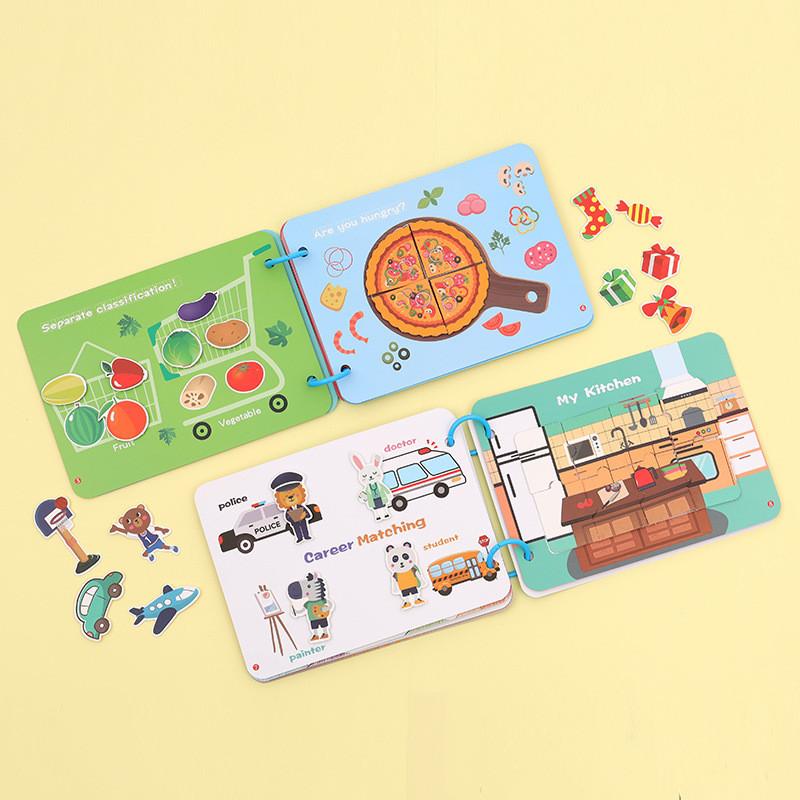 Wooden Puzzle Busy Book For Kids With Diy Stickers And Educational Activities For Early Learning
