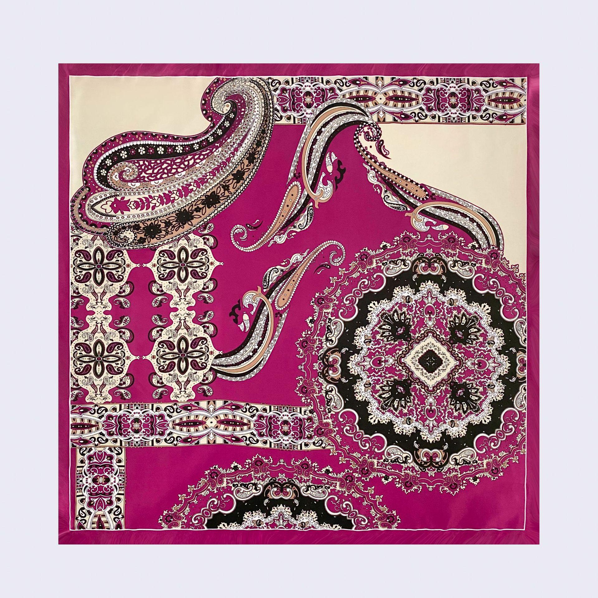 

Высококачественные роскошные шелковые шарфы, повязка на голову, шарфы, шейный шарф для женщин, шелковый шарф с цепочкой, женская декоративная шаль 90*90cm