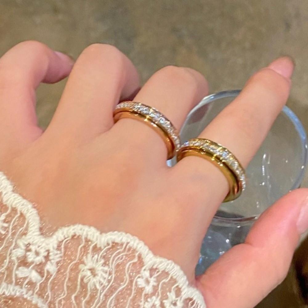 Eleganter Vollbohr-Ring Minimalistischer Fingerring Mode Drehbarer Ring Party