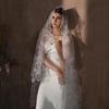 V311 White Lace Bridal Veil: Single-Layer, High-End Influencer Photo Prop