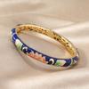 Enamel Peony Filigree Flower Bangle Open Cheongsam Bracelet Chinese Cloisonne Bracelet  Dinner