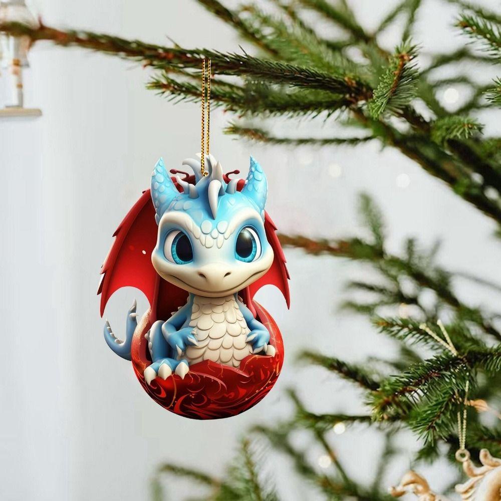Lifelike Flying Dragon Baby Pendant Cartoon Xmas Tree Flat Pendant Xmas Dragon Keychain  Bag