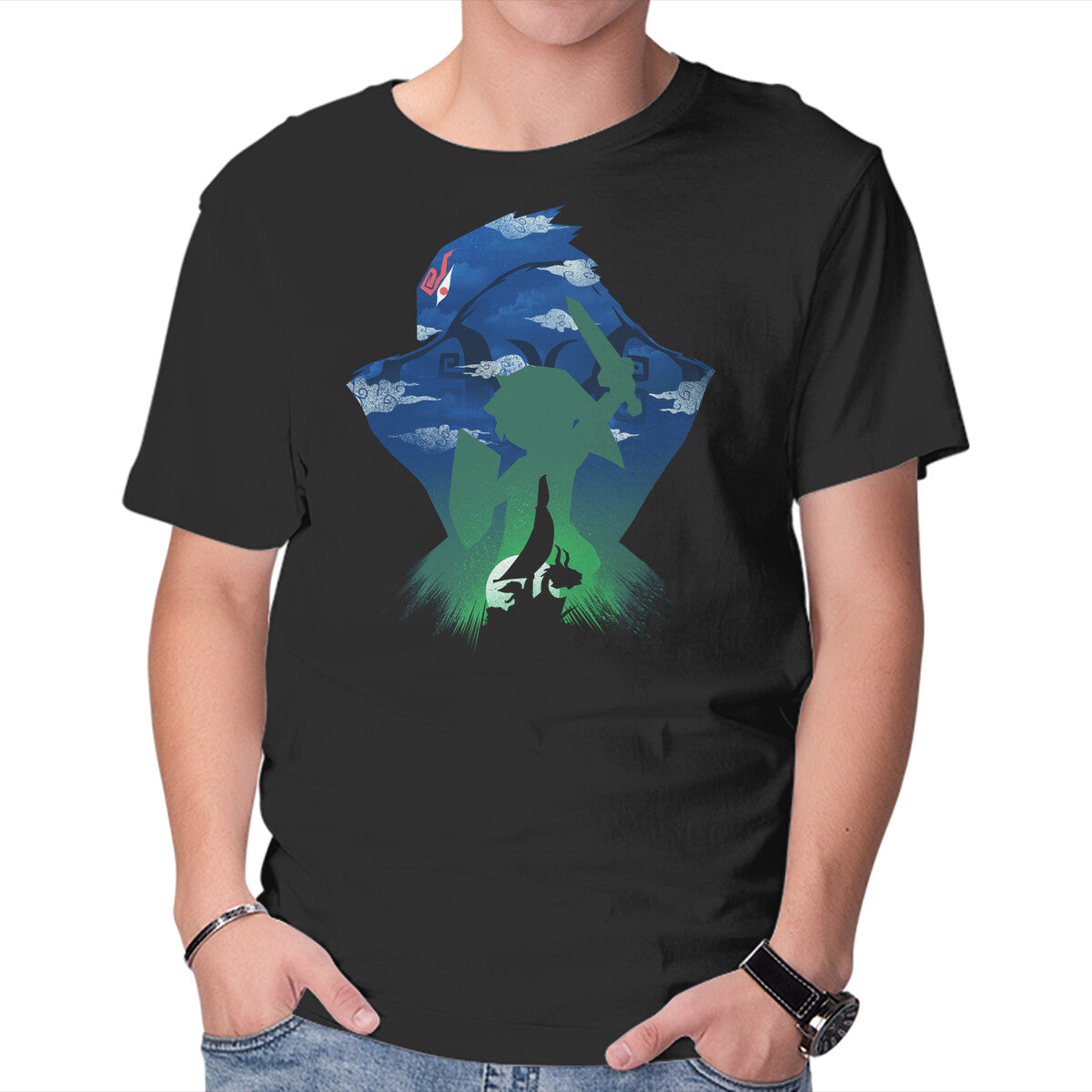 Unisex Crew Neck T-Shirt Windwaker Landscape Graphic Short Sleeve Casual Tee XL
