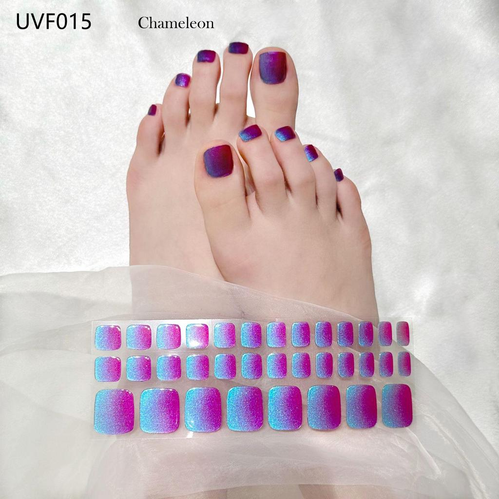 Gel Toe Nail Art Stickers - Semi-Cured UV Lamp Foot Nail Polish Stickers