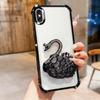 KEYSION Shockproof Plating Phone Case for iPhone XS Max Clear TPU Glitter Jewelled Swan Kickstand Back Cover for iPhone X XR