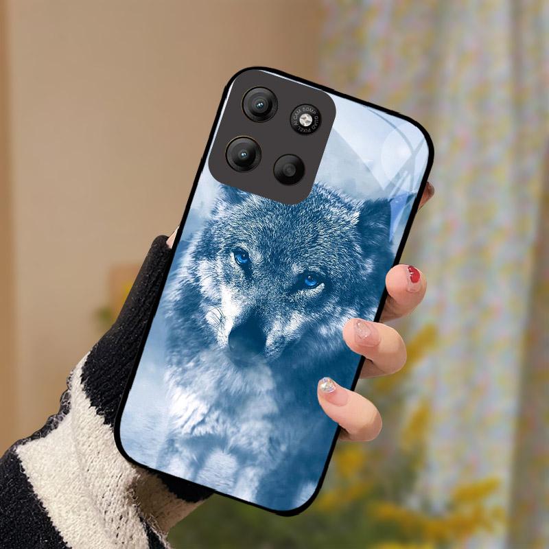 Para Motorola Moto G15 Capa Vidro Temperado Anti Queda Capa de Telefone Para Moto G 15 MotoG15 Capa Protetora Resistente a Choques Concha Dura de PC Bumper Traseiro