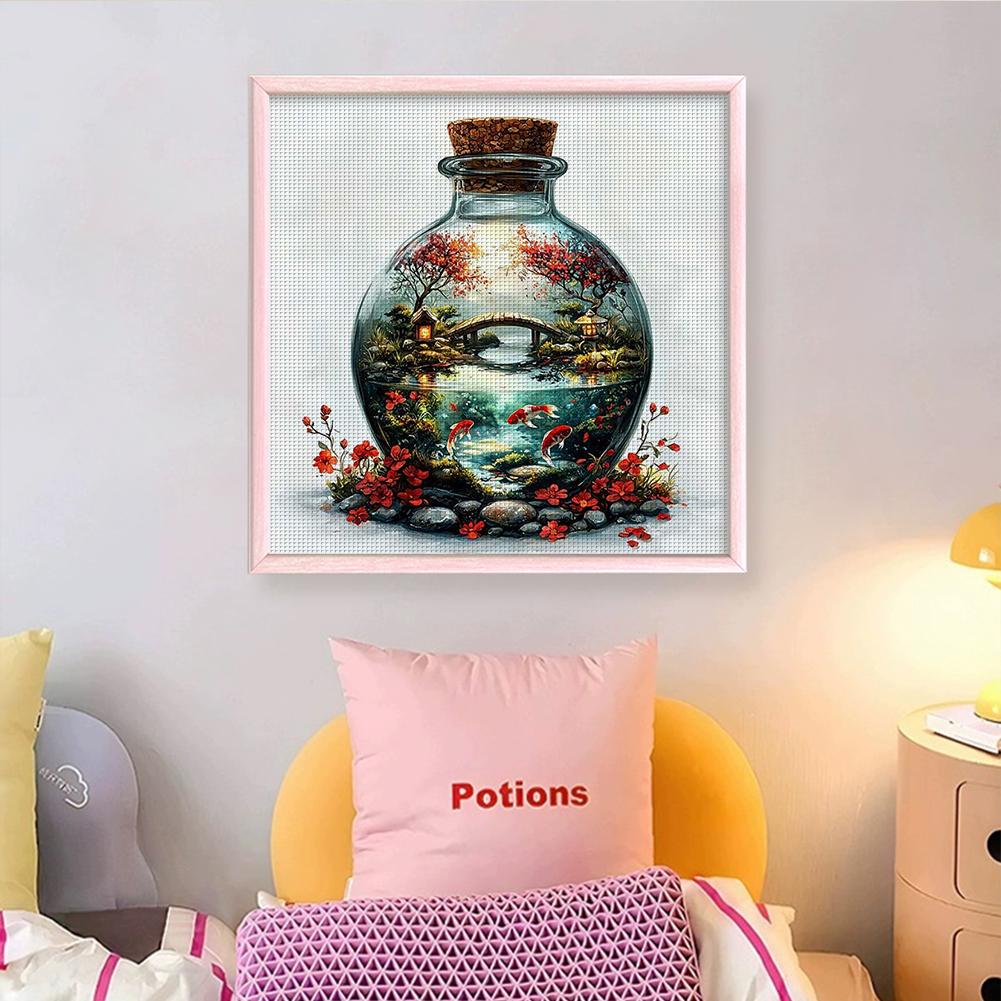 Full Embroidery Eco-cotton Thread 11CT Printed Bottle Cross Stitch Kit Art