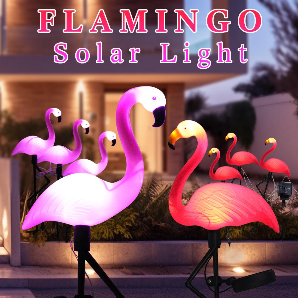 Solar Flamingo Light LED Outdoor Courtyard Lamp Garden Light Waterproof Stake Light Pathway Decor Solar Patio Ground Lantern