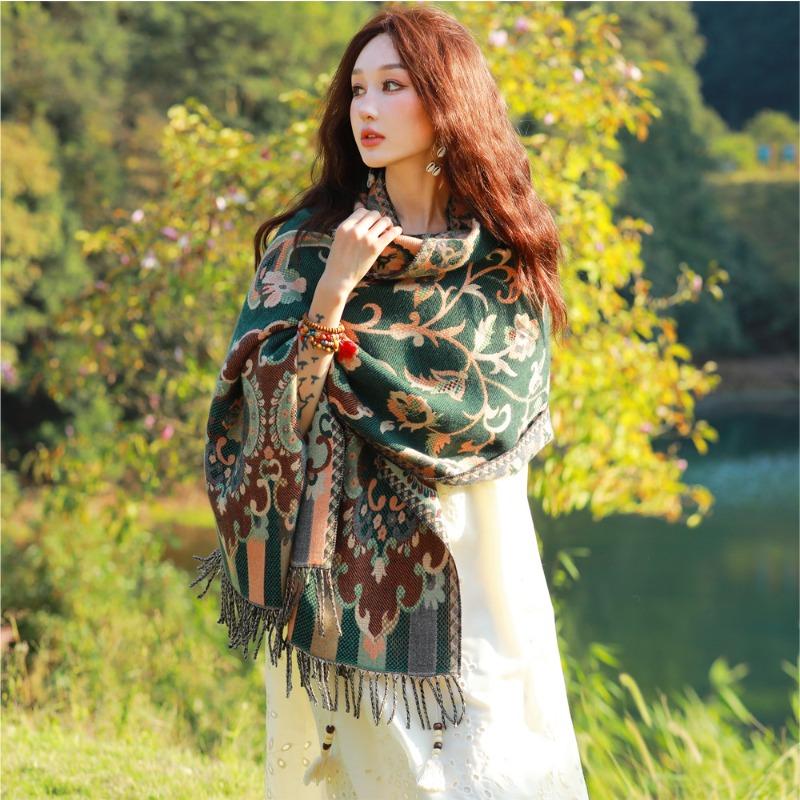Cloak Women's New Autumn and Winter Travel Photo Exotic Scarf Versatile Warm Thickened Scarf