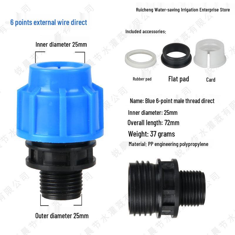 Brand New Thickened PE Pipe Fittings - Quick Connect Water Pipe Union (4 & 6 Points, 25 Internal/External Thread)