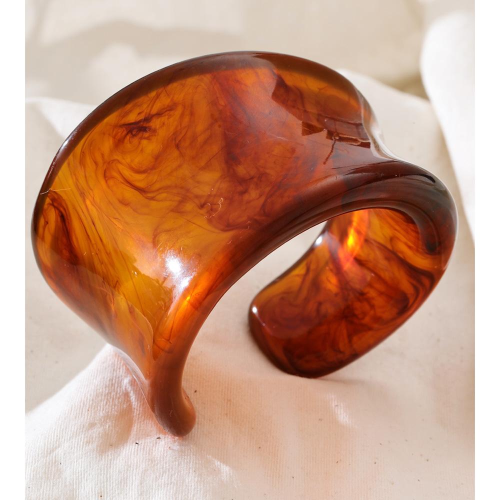 Eetit 64mm Multi-color Big Resin Acrylic Cuff Wide Bracelet Bangle for Women Waterproof Charm Statement Street Large Jewelry