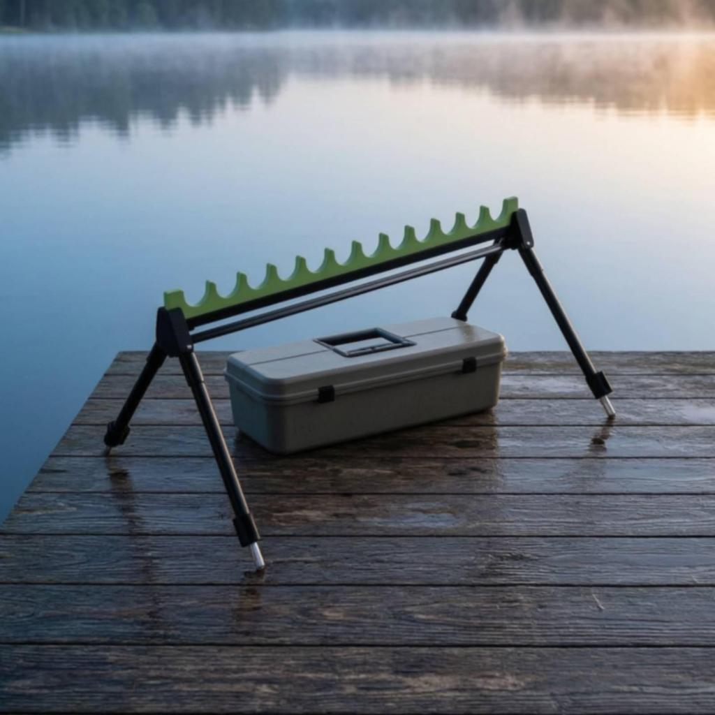 Adjustable Aluminum Fishing Rod Rack Folding with Extendable