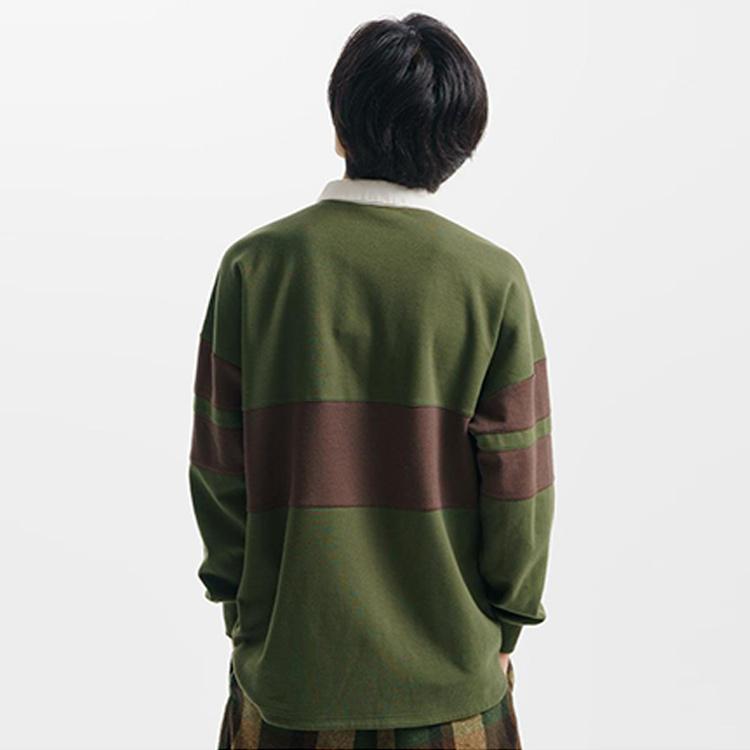 Timberland Outdoor Remix Special Edition Letter Logo Color Block Long Sleeve Polo Shirt Unisex Tops Green A5UTF-U31