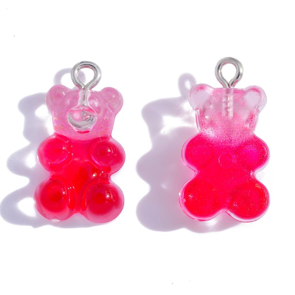 Colorful Transparent Bear Resin Pendant for DIY Jewelry and Keychains