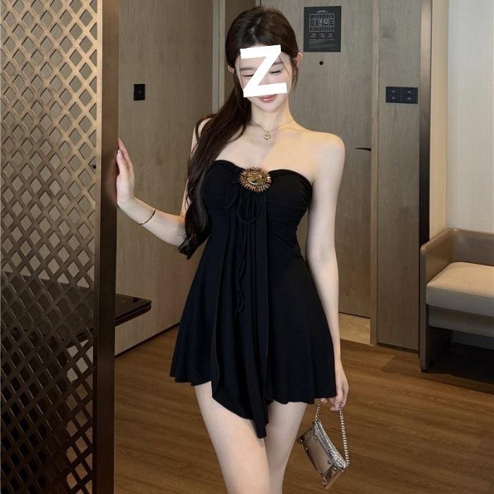[Fabric Accessories] Dress Summer 2026 New French Temperament Advanced A-word Short Skirt~ S чёрный