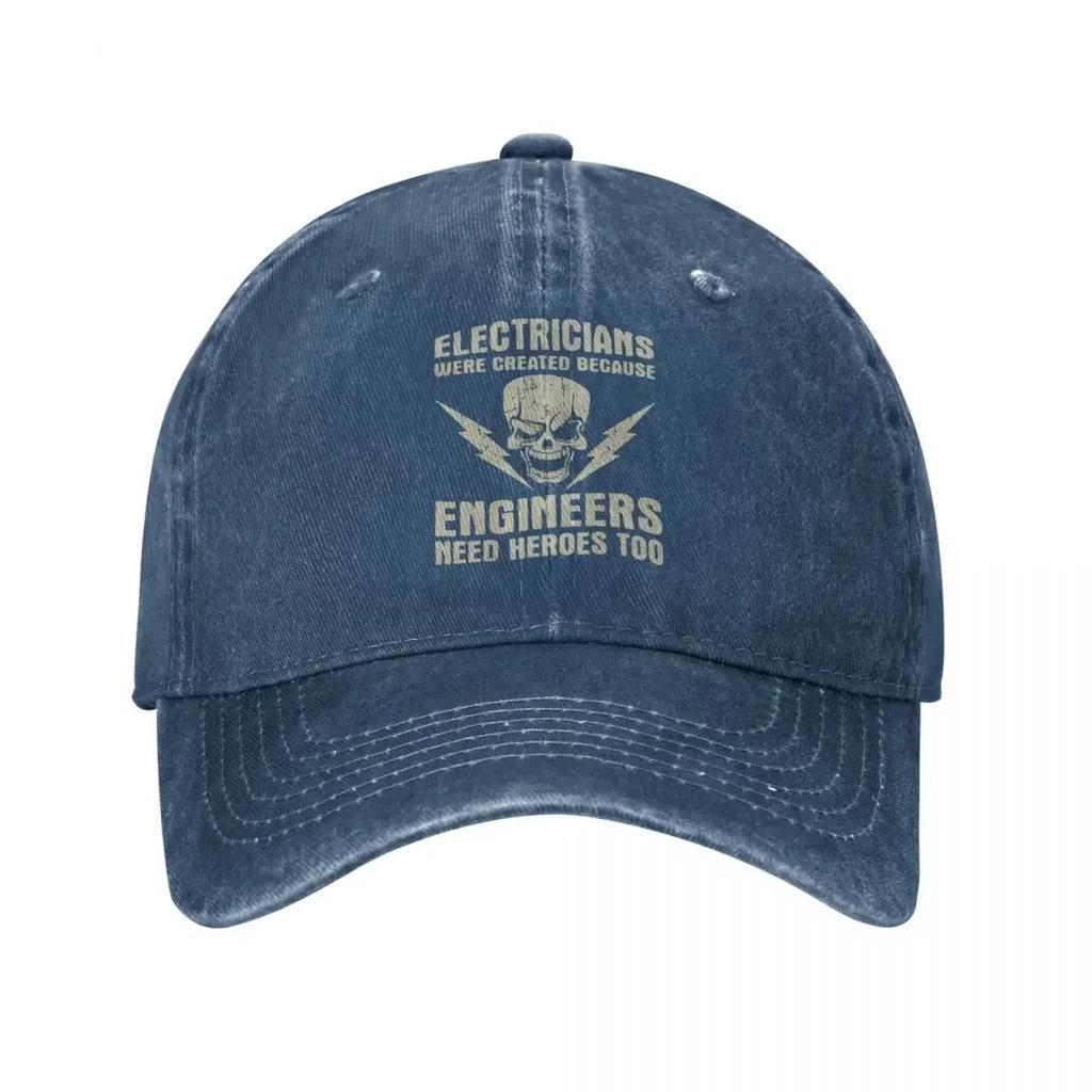 Casual Electrician Are Created Because Engineers Need Heros Too Baseball Caps Unisex Distressed Cotton Headwear Gift Caps Hat