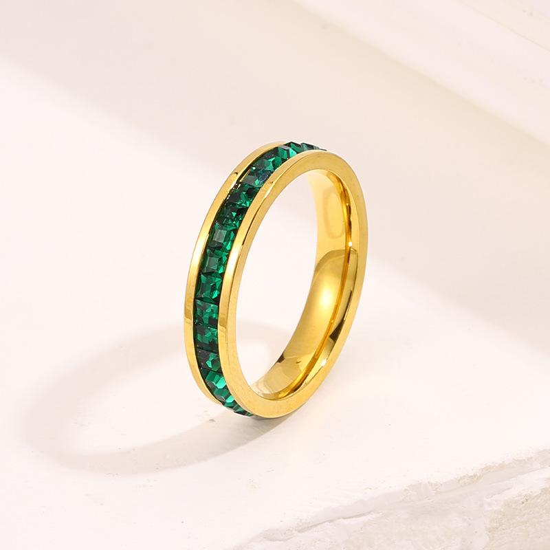 Explosive ring Light luxury niche Gypsy star colored diamond ring Titanium steel fashionable high value customizable ring