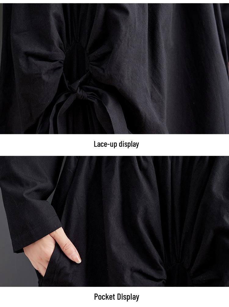 Frühling & Herbst Übergröße Spitze Langarm Hemdblusenkleid