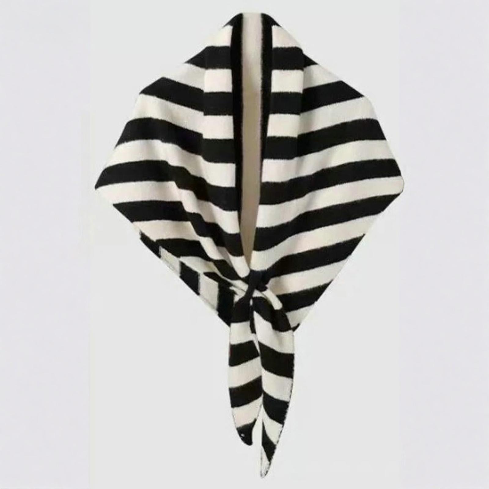 

Женская модная вязаная шаль с полосатым принтом, шерстяная, с открытым воротником, на плечи, топ-шаль-шарф One Size