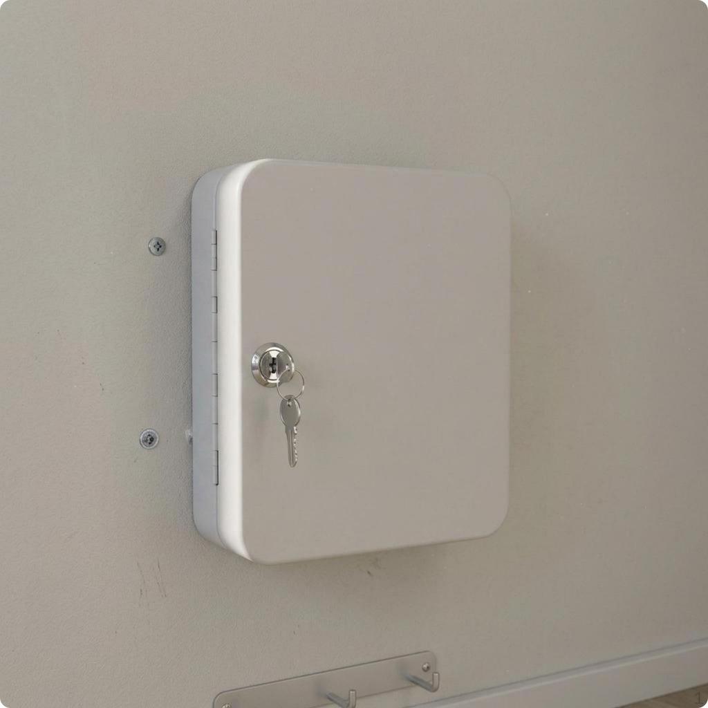 Metal Key Storage Box Multiple Hooks Wall Mount Cabinet Lockable 6key Combination