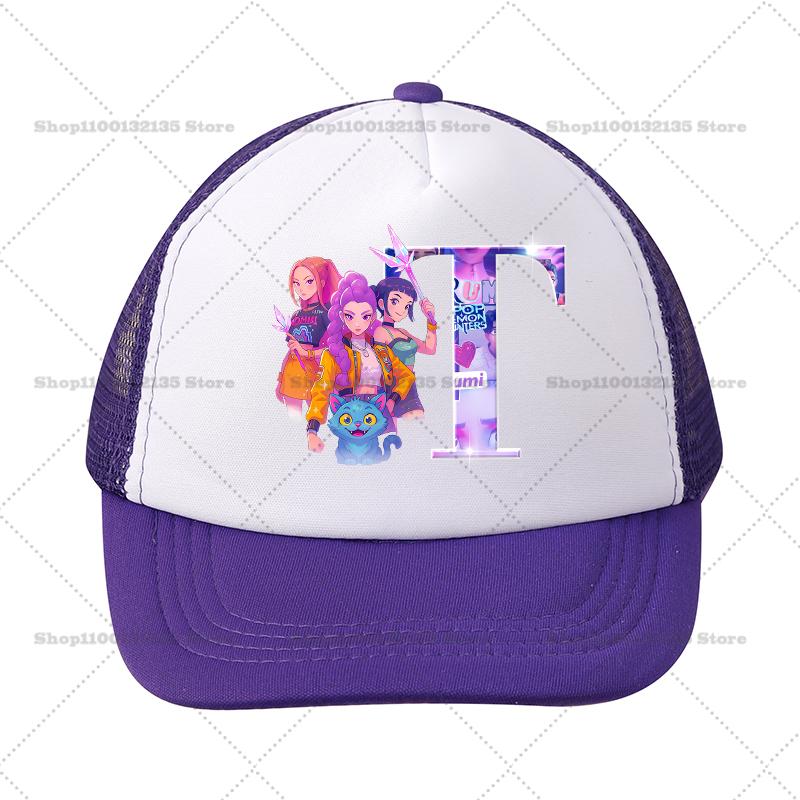 Kpop Demon Hunters Girl Baseball Cap Kawaii Sun Hat Parent Child Couple Casual Outdoor Hats Peaked Birthday Gift 26letters Round Sensory Compression