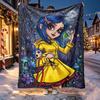 Coraline Pattern Blanket for Home Decoration, Bed, Sofa, Car Travel, Camping, Suitable for All Seasons, Birthday Christmas Gift