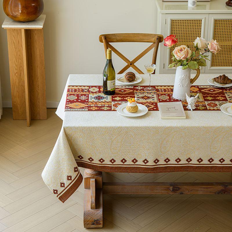 

Американский Кантри Ретро Стиль Скатерть Хлопковая Льняная Ткань Скатерть Мелкий Цветочный Фантазийный Скатерть для Кофейного Столика Прямоугольная Скатерть Jam-Red 90*140cm