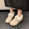 Large Size Cotton Shoes Winter New Round Toe Deep Mouth Suede Metal Buckle Soft Sole Anti-slip Wear-resistant Flats