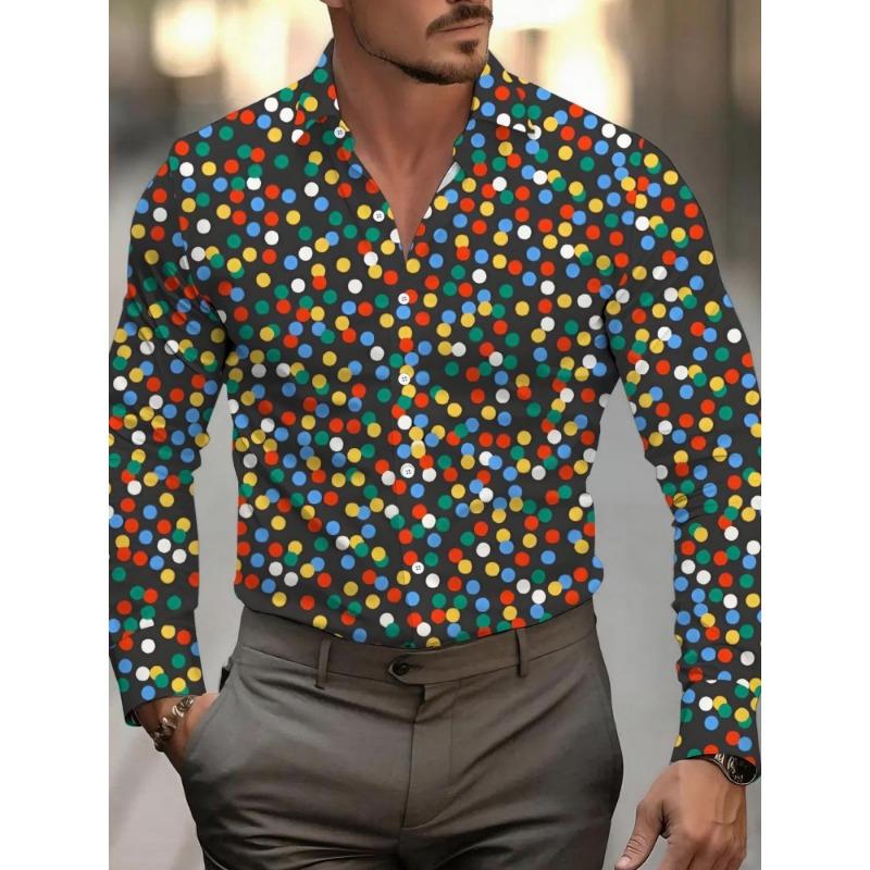 Men's Rose Graffiti Printed Long Sleeve Shirt, Collar Cardigan Shirt, European and American Trendy Casual Versatile Top