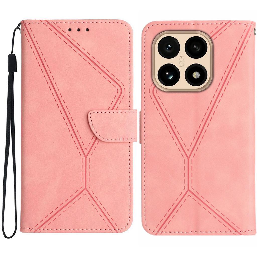 For Xiaomi 15T Case Skin Touch Lines Imprinted PU Leather Flip Phone Cover