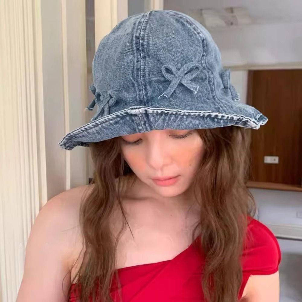 Sweet Bow Fisherman Hat Bowknot Sunscreen Hat Cute Basin Caps for Men  Travel