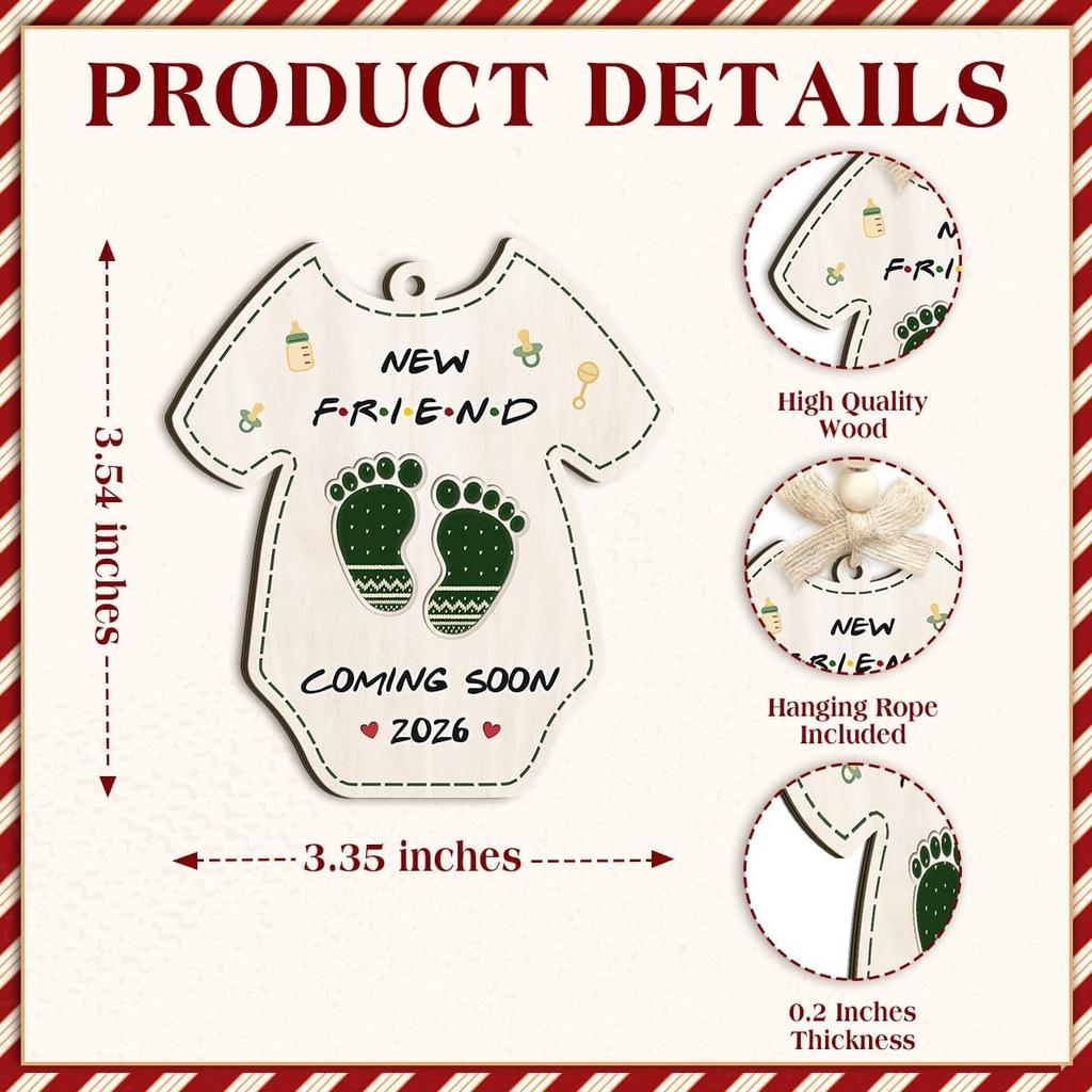 Expecting Baby 2026 Chirstmas Ornaments - Pregnancy Announcement Xmas Wooden Ornament - Mom-to-Be, Dad-to-Be, New Parents Gift - Baby Girl, Boy