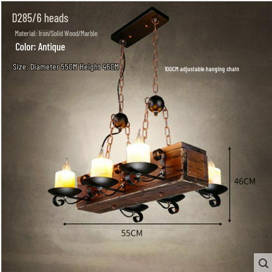 Vintage Industrial Wood Chandelier for Restaurants & Cafes