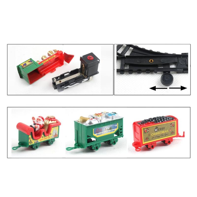 Electric Train Set Safe Realistic Railway Train Christmas Battery-Powered Santa Claus Train Toys Ornaments for Kids Gift
