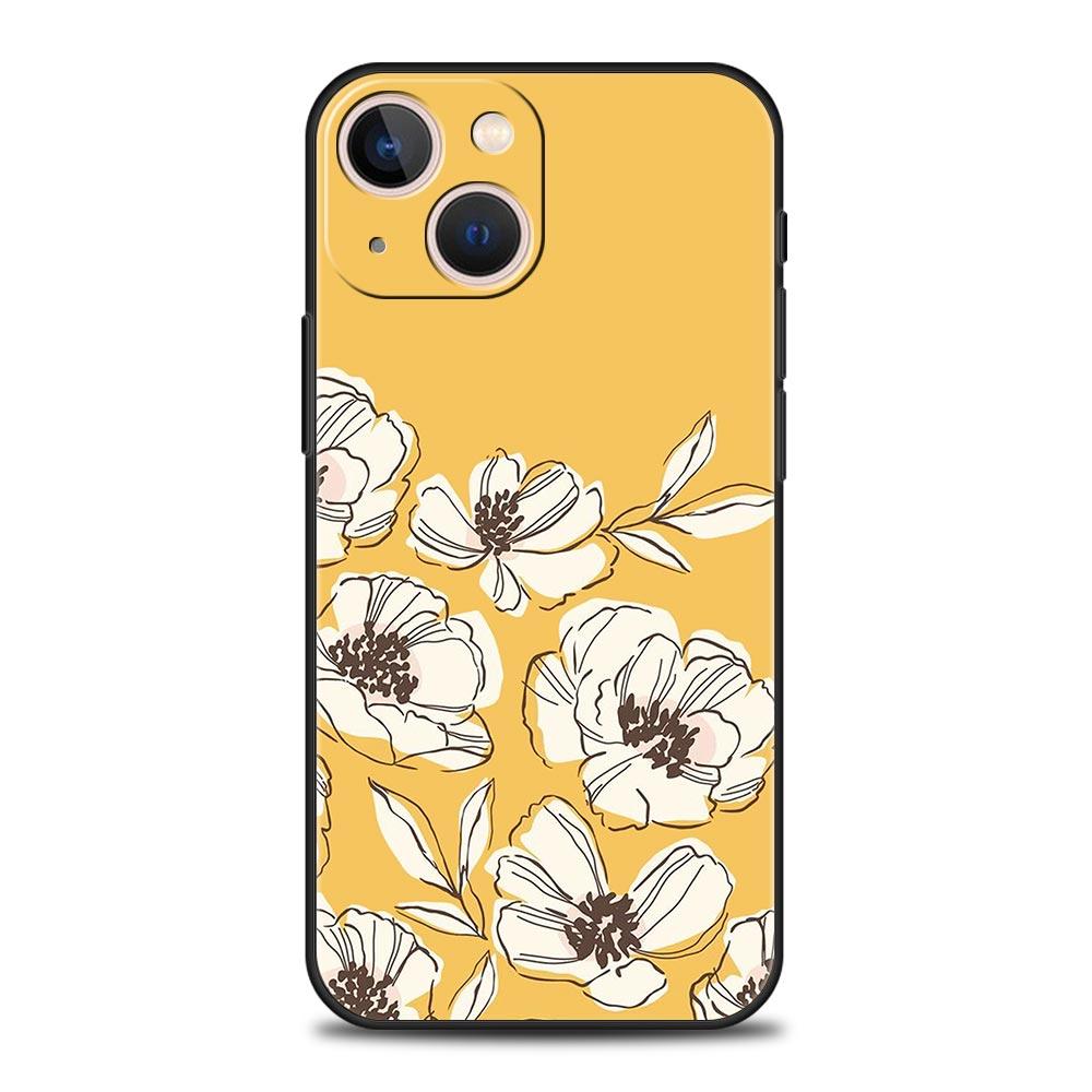 

Цветочный Роскошный Чехол Для Телефона Для iPhone 13 15 14 12 Mini 11 Pro MAX XR X SE XS 7 8 Plus Силиконовый Черный Защитный Чехол iPhone 11
