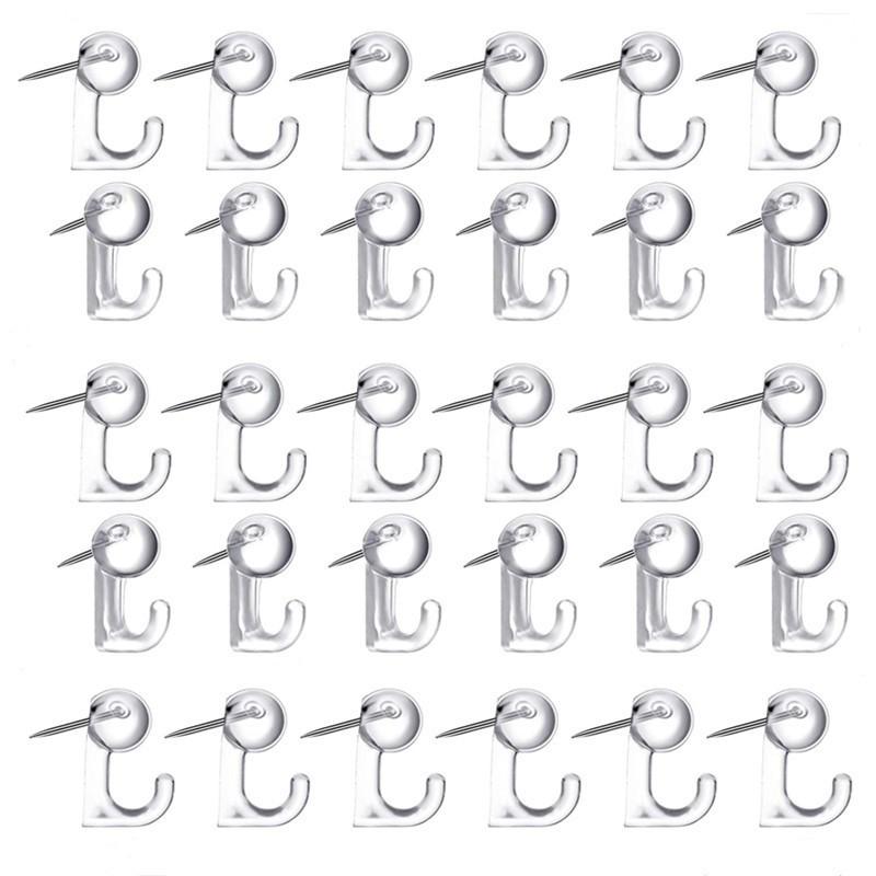 50-100 Pack Black & Transparent Thumbtack Hooks - Wall Nails for Document Hanging