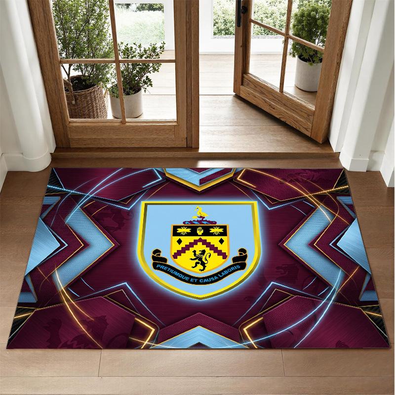 Burnley Football Design Crystal Velvet Rug Soft Decorative Mat for Bedroom Entrance