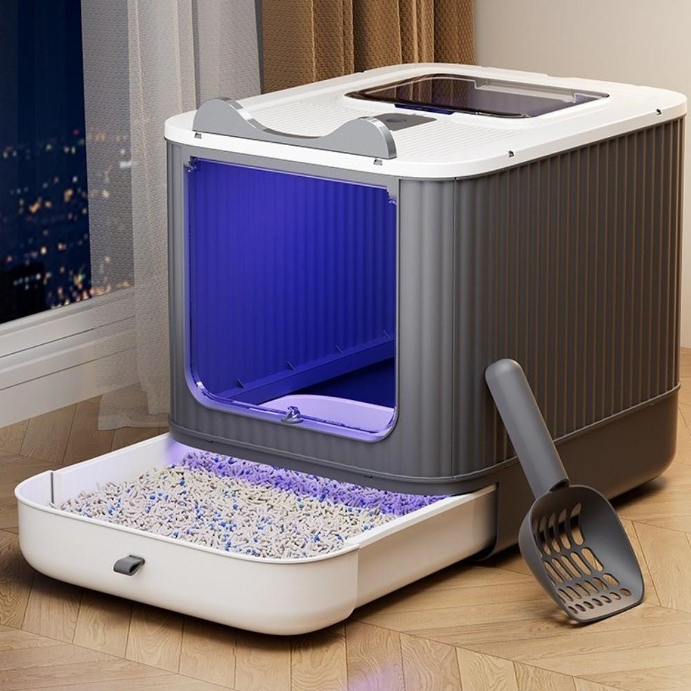 Anti Splash Enclosed Cat Litter Box Fully Enclosed Drawer Hooded Toilet Odor Sealing Deodorizing Cat Toilet Tray Apartment