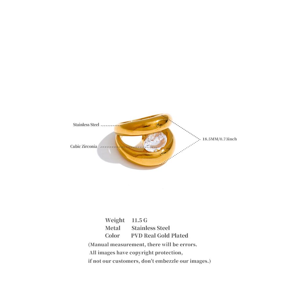 Eetit Size 678 Stainless Steel Double-Layer Cubic Zirconia Cast Ring Rust Proof High Quality Golden Finger Daily Jewelry Gift