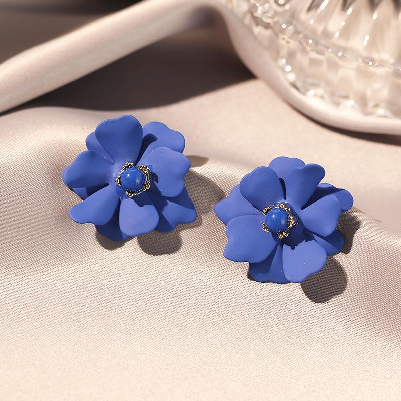 2023 Blaue Blume Silbernadel Ohrringe - Trendig und Elegant