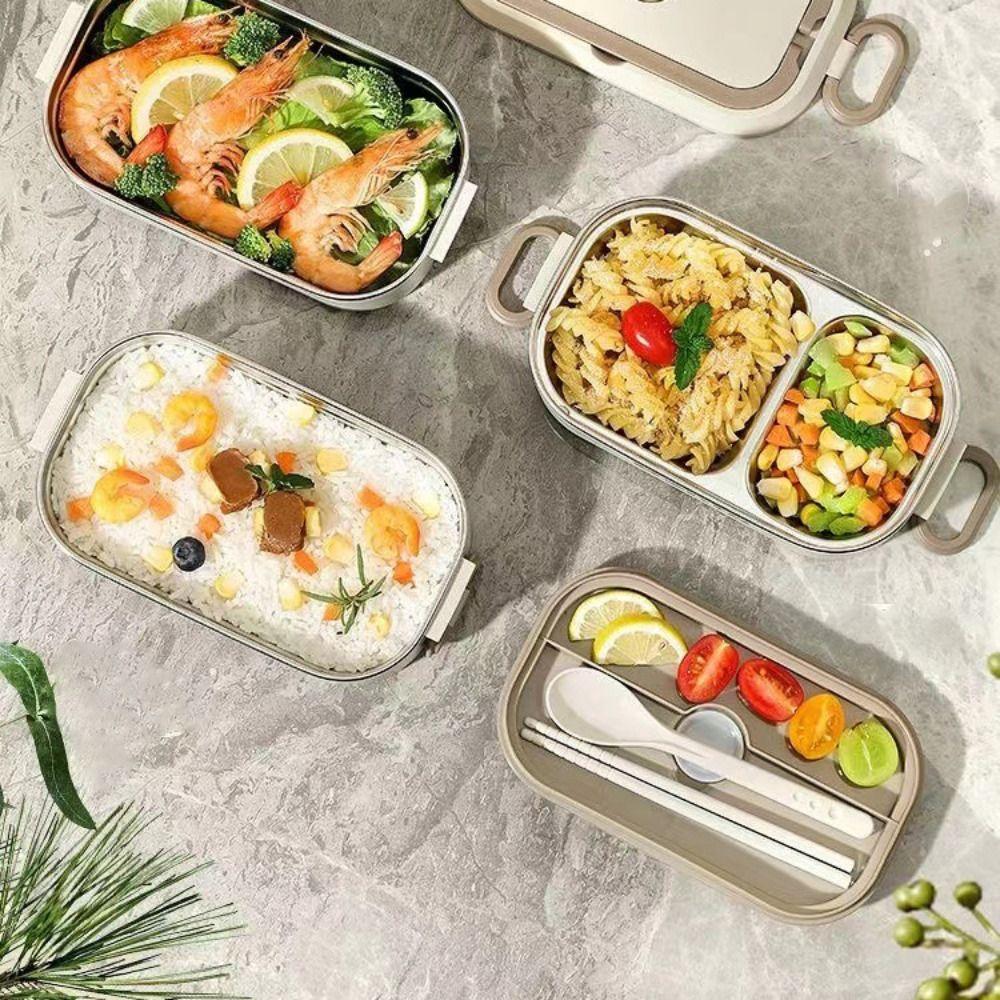 Leakproof Stainless Steel Food Box Divided Food Container Portable Meal Box  Outdoor Camping