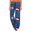 Women's Casual Fashion Comfort Pajama Pants Christmas Print Drawstring Wide Leg Pants