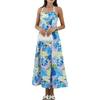 European and American Autumn New Products Sweet and Spicy Style Holiday Slim Digital Printing Suspender Lace Pendulum High-end Dress