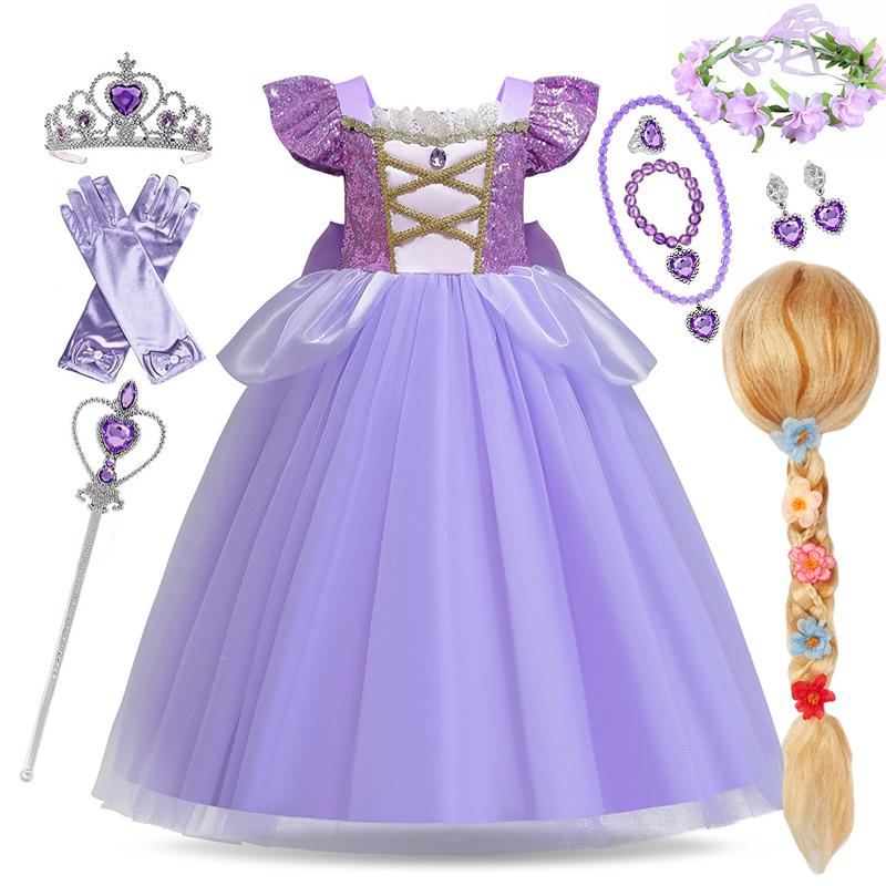 Meitene Rapunzel kleita Bērniem Rapunzel maskēšanās