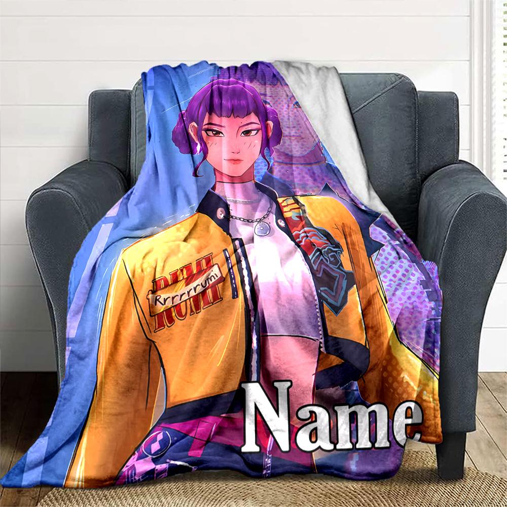 Customizable KPop Demon Hunters51 Throw Blanket – Personalized Name, All-Season Cozy Snug Blanket, Machine Washable, Personalized Blanket