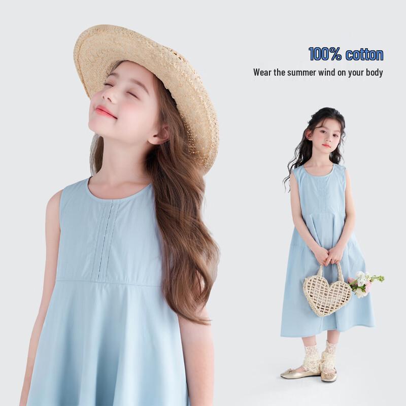 TUTUXIAOXIANG Girl s 100% Cotton Sleeveless Princess Dress 150