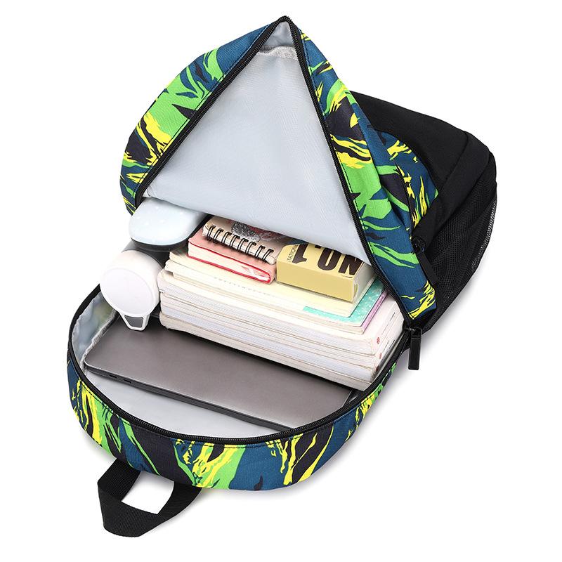 SUNBORLS New Camouflage Backpack Wear-resistant Waterproof Student Schoolbag Three-piece Travel Bag