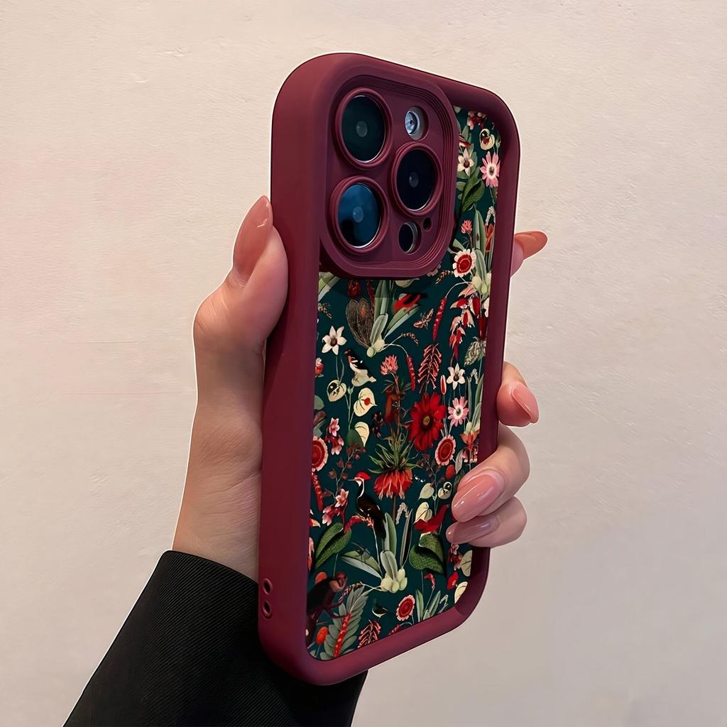 For iPhone 17 16 15 14 13 12 11 Pro Max Air Case Vintage Floral Pattern Silicone Cover For iPhone XS Max XR X 7 8 Plus 16E Funda