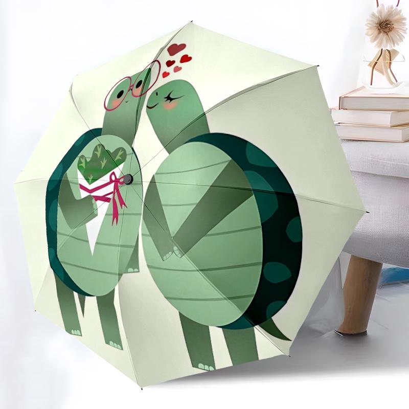 1pc Turtles Love Automatic Open/close Umbrella, 8-Rib Sturdy Structure, Portable Travel Umbrella, Parties, Everyday Useb033
