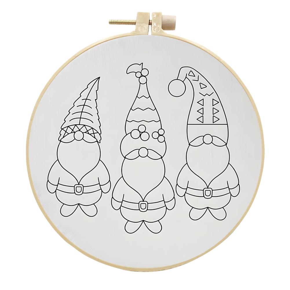 Kit d'Entraînement aux Points de Broderie de Noël avec Tambour à Broder Fils de Couleur et Aiguilles pour Débutants Kit de Point de Croix DIY